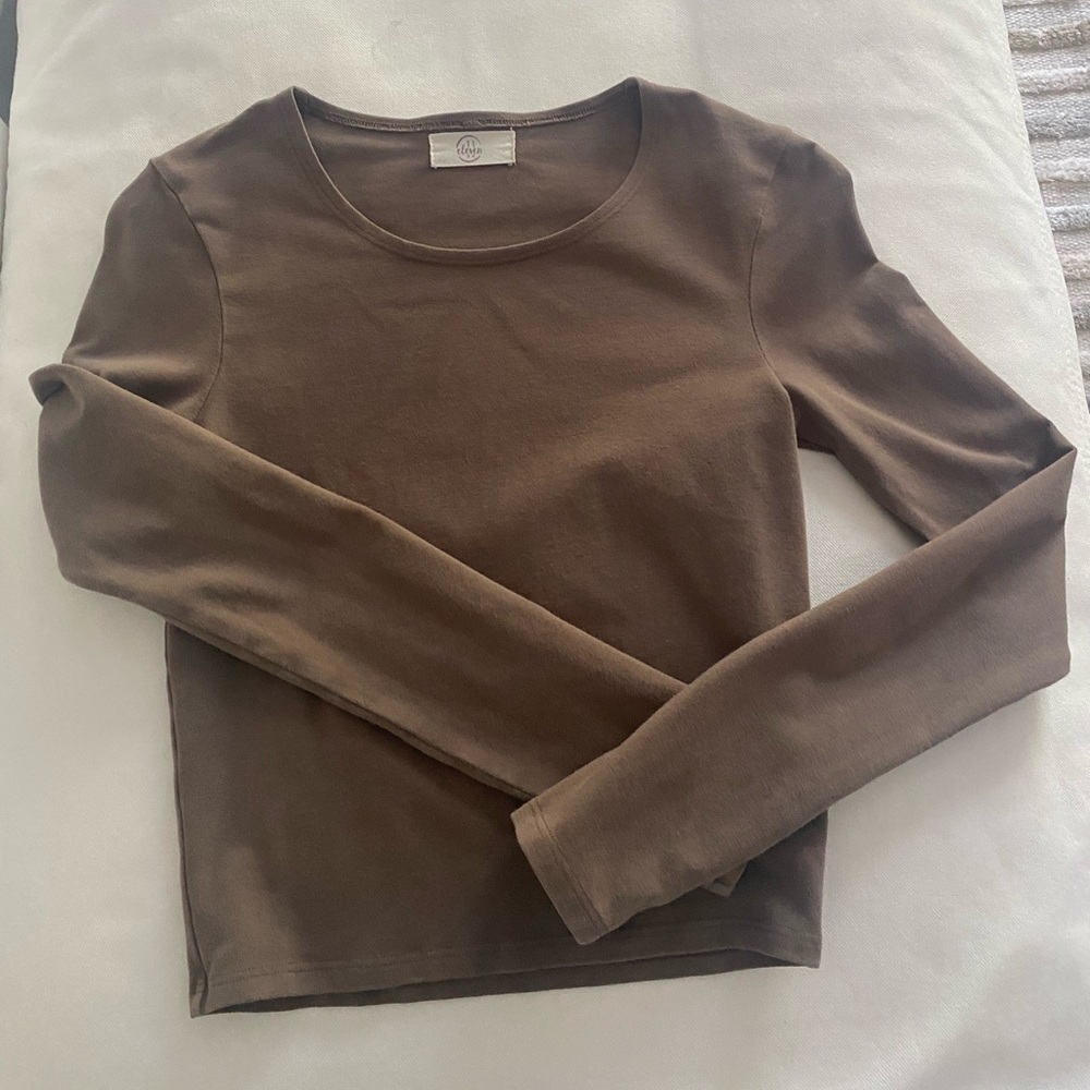 Basic tight brown cropped long sleeve
